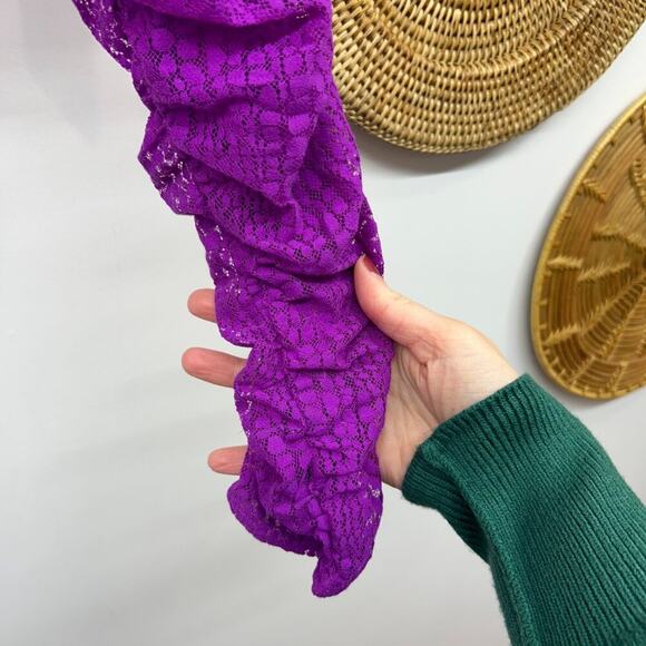 NEW SAYLOR Purple Cropped Lace Long Sleeve Corset Blouse Crop Top XS Feminine - Picture 6 of 9